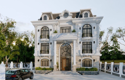 Thiết kế thi công nhà tân cổ điển mái mansard tại Bắc Ninh